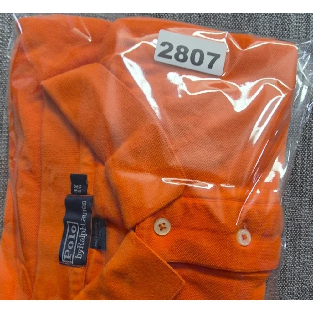Polo Ralph Lauren mens orange polo shirt Big 3X pullover green pony logo Cotton